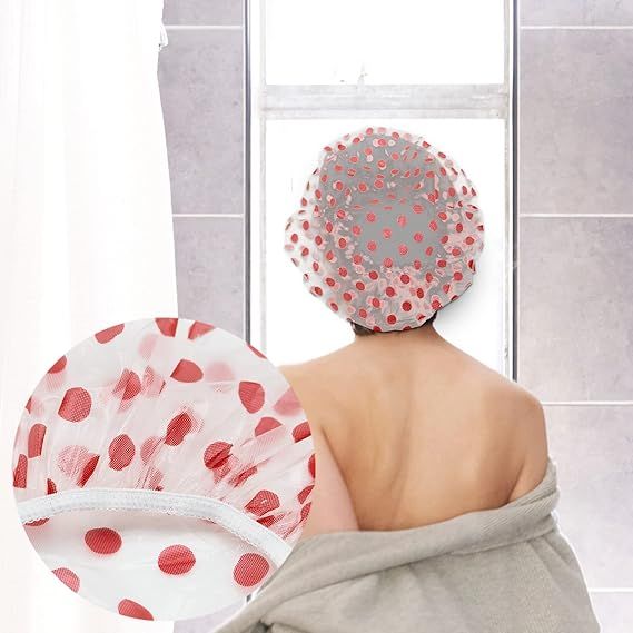 (pack of 6) Shower Caps Waterproof Shower Cap for Women Reusable Shower Hat Bath Caps with Elastic Band, Large Plastic Long Hair Environmental Protection Hats for Ladies Girls Kids Spa Salon View Gallery - Pakistan