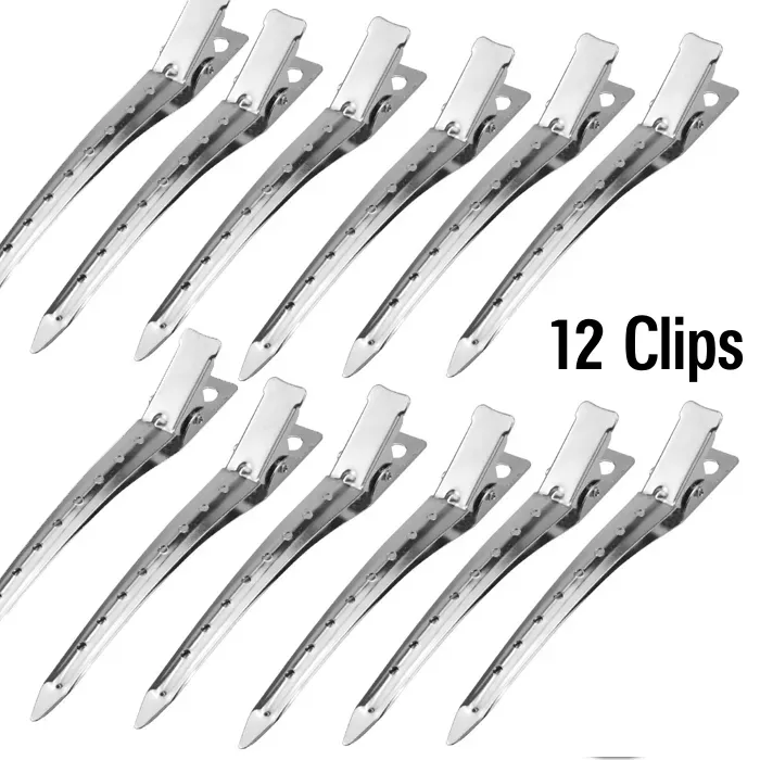 Pack of 12 Hair clips silver steel For Women and Men Duck Clips Hair Clip, Styling tools, Hair Grip Sectioning