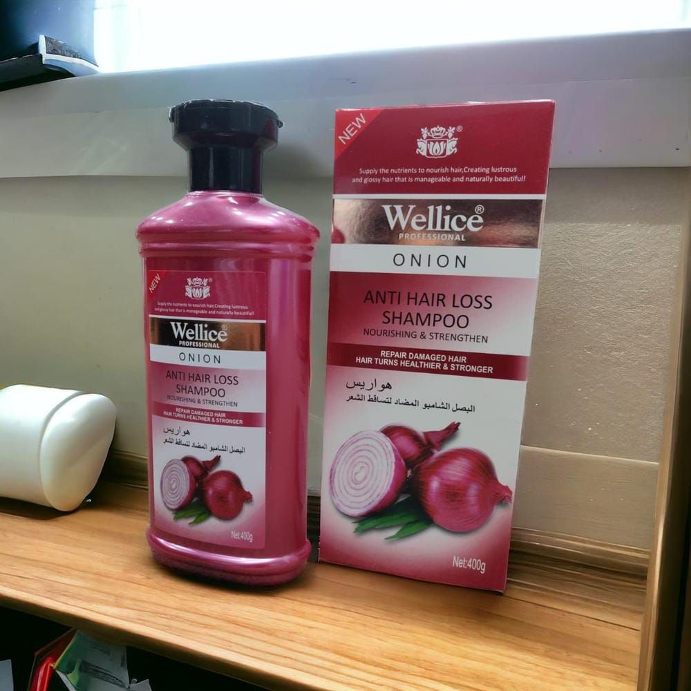 "Wellice Onion Anti Hair Loss Shampoo - Strengthening &amp; Nourishing Formula for Thicker, Fuller Hair View Gallery - Pakistan