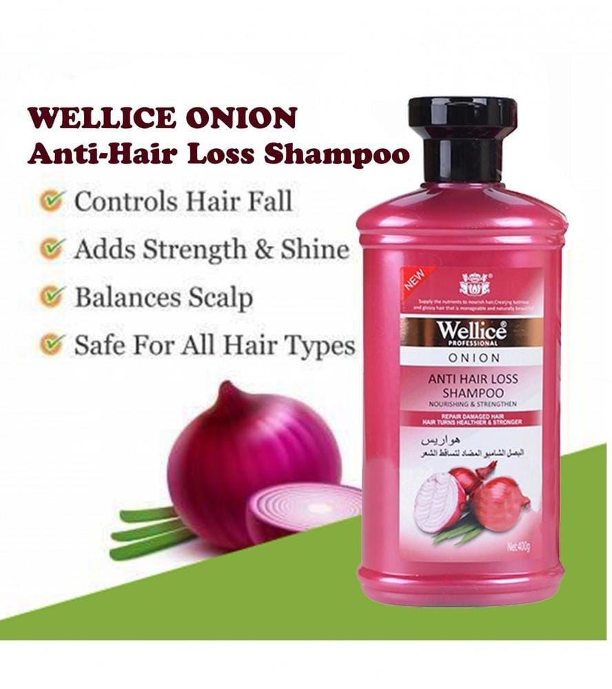"Wellice Onion Anti Hair Loss Shampoo - Strengthening &amp; Nourishing Formula for Thicker, Fuller Hair View Gallery - Pakistan