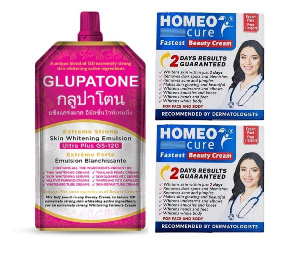 2 Homeo Cure Beauty Cream &amp; 1 Glupatone Pack Of 3 View Gallery - Pakistan