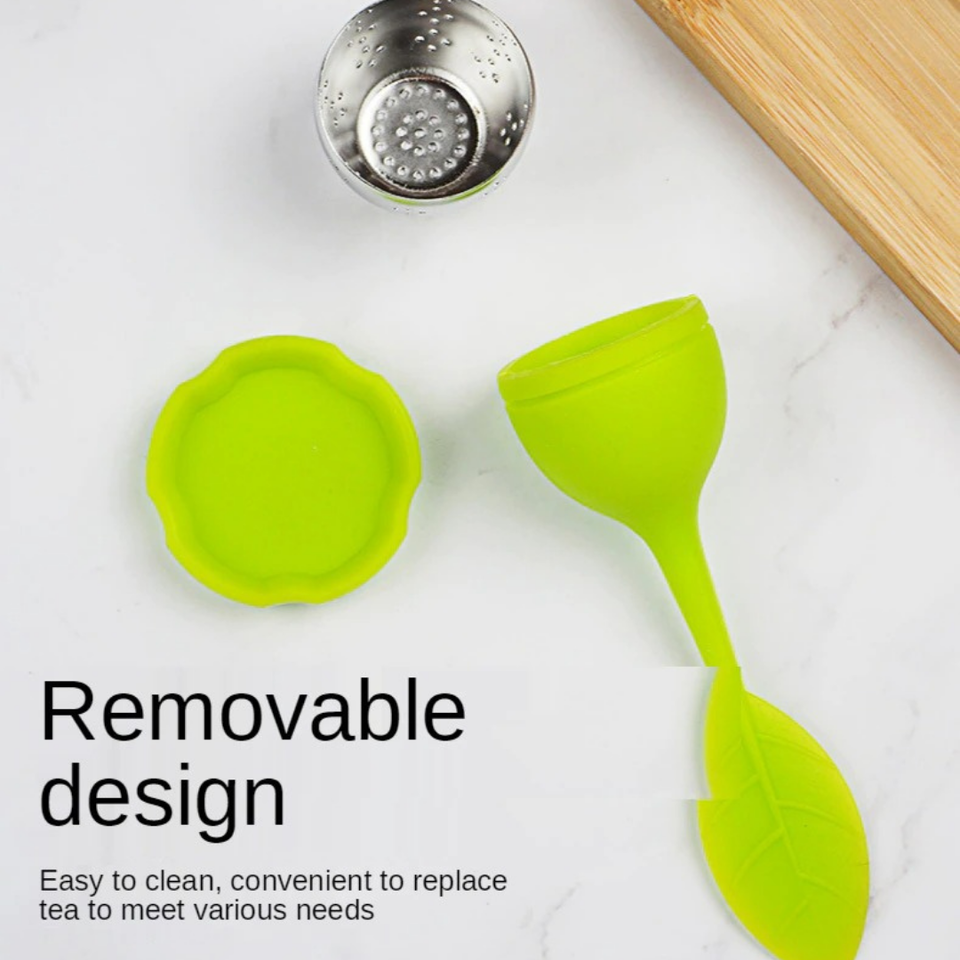 Silicone Tea Infuser -  Stainless Steel Strainer Drip Tray Included  (random color) View Gallery - Pakistan