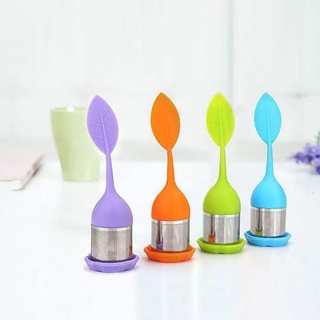 Silicone Tea Infuser -  Stainless Steel Strainer Drip Tray Included  (random color) View Gallery - Pakistan