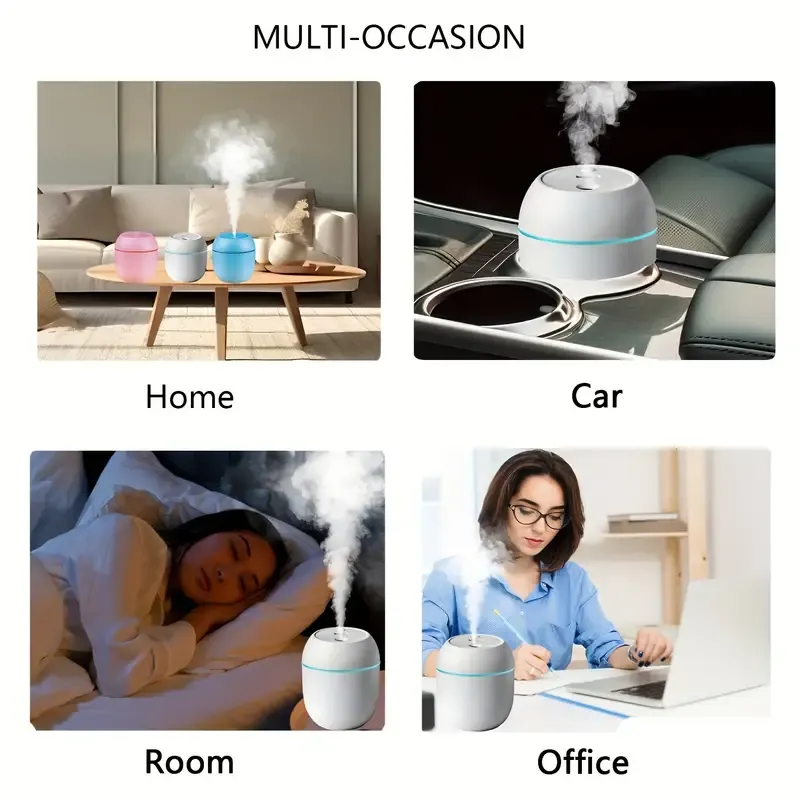 Humidier with Warm LED Outline USB Portable Air Humidifier  Essential Oil Diffuser Modes Auto Off With LED Light For Home Car Mist Maker Face Steamer Car Air Fresheners View Gallery - Pakistan