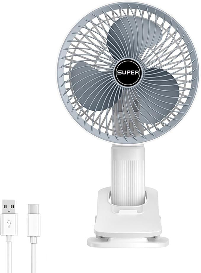 New portable 3 gears rechargeable desktop fan low noise air cooling handheld clipped circulator table fan Clip Fan USB Rechargeable Desk Fan with Sturdy Clamp, Quiet Operation, Strong Airflow with 360° Rotation for Home, Stroller, Office, Outdoor View Gallery - Pakistan