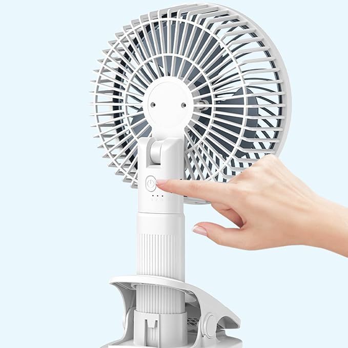 New portable 3 gears rechargeable desktop fan low noise air cooling handheld clipped circulator table fan Clip Fan USB Rechargeable Desk Fan with Sturdy Clamp, Quiet Operation, Strong Airflow with 360° Rotation for Home, Stroller, Office, Outdoor View Gallery - Pakistan