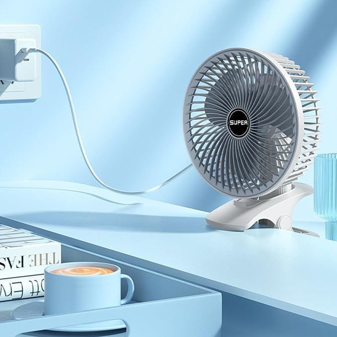 New portable 3 gears rechargeable desktop fan low noise air cooling handheld clipped circulator table fan Clip Fan USB Rechargeable Desk Fan with Sturdy Clamp, Quiet Operation, Strong Airflow with 360° Rotation for Home, Stroller, Office, Outdoor View Gallery - Pakistan