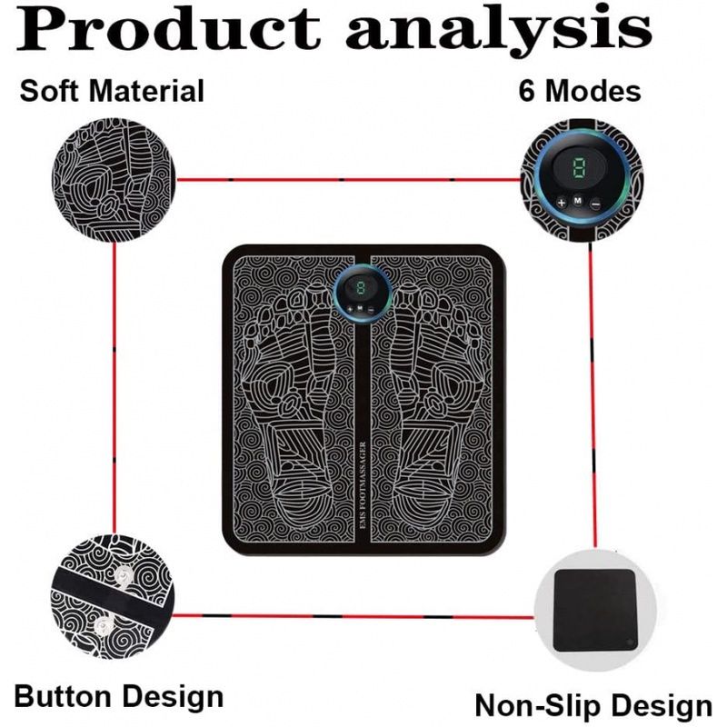 EMS Foot Massager Mat Electric USB Charging Smart Display Tens Acupuncture Feet Cushion Blood Circulation Pad Health Care Home (Without Box) View Gallery - Pakistan