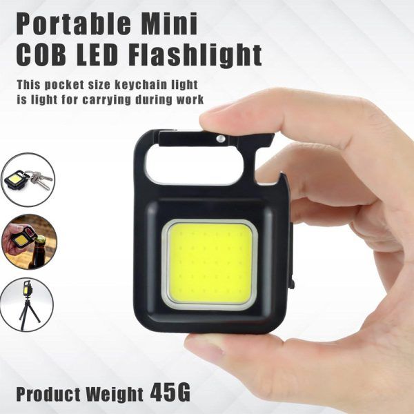 Multifunction 500 Lumens Mini Pocket COB LED Portable Keychain Light (metal body ) View Gallery - Pakistan