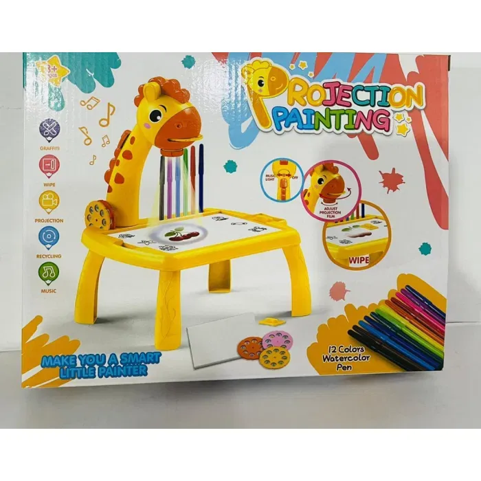 Table with light and with music inside | Mini Art Drawing Board Leds Projector Light Toy Children Kids Painting Table Small Desk (Random Color) View Gallery - Pakistan