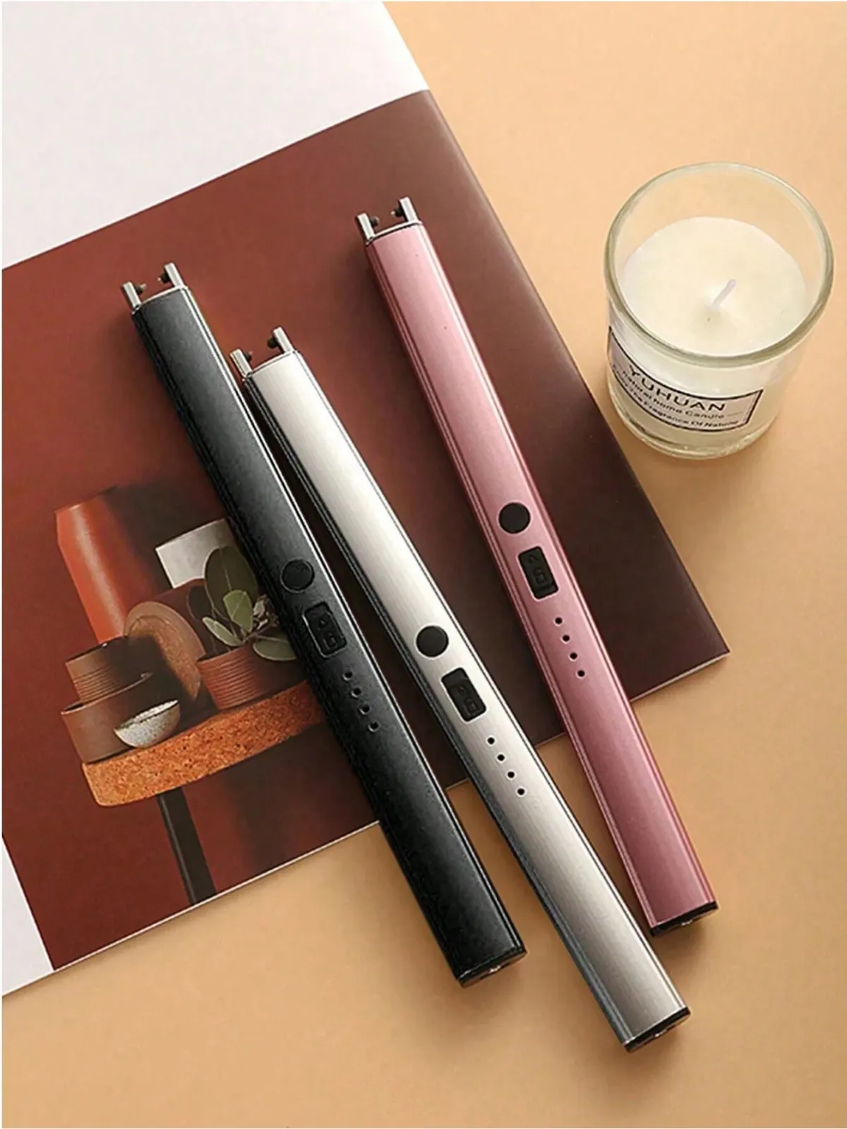 Gas Lighter  Long with New Slide Out Design  USB Gas Lighter Rechargeable with LED Display, Plasma Arc Lighter (Random color) View Gallery - Pakistan