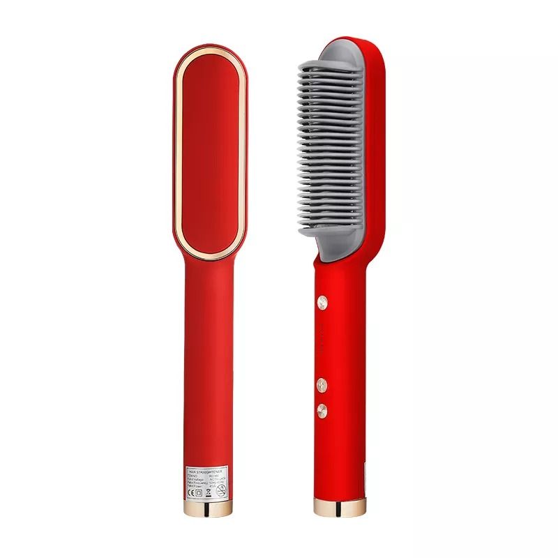 Hair Straightener Iron Brush Straight Hair Comb 2-in-1 Hair Straightener Curling Professional Styling Brush Hair Curler &amp; Straightener For Women (Random Color) View Gallery - Pakistan