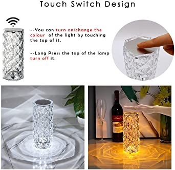 16 Colors Diamond Rose Crystal Lamp Bedside Acrylic Usb Rechargeable Table Lamp View Gallery - Pakistan