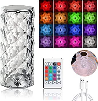16 Colors Diamond Rose Crystal Lamp Bedside Acrylic Usb Rechargeable Table Lamp View Gallery - Pakistan