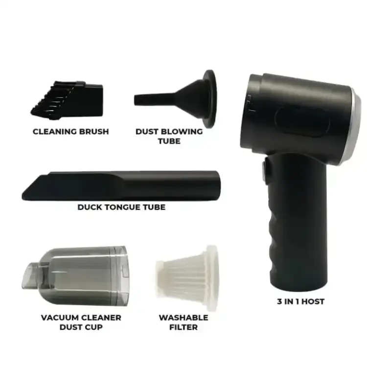 3 in 1 Portable Mini Vacuum Cleaner Duster Blower Air Pump Wireless Handheld Clean Microscopic dust Like Car, Home,Computer, Laptop, Flower, Mirror Vehicle Interior Cleaner View Gallery - Pakistan