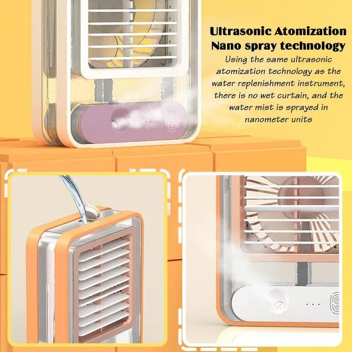 Portable Desktop Air Conditioner USB Mini Air Cooler Fan Water Cooling Fan with 3 Speed Spray Humidifier Purifier for Car Home Rechargeable View Gallery - Pakistan