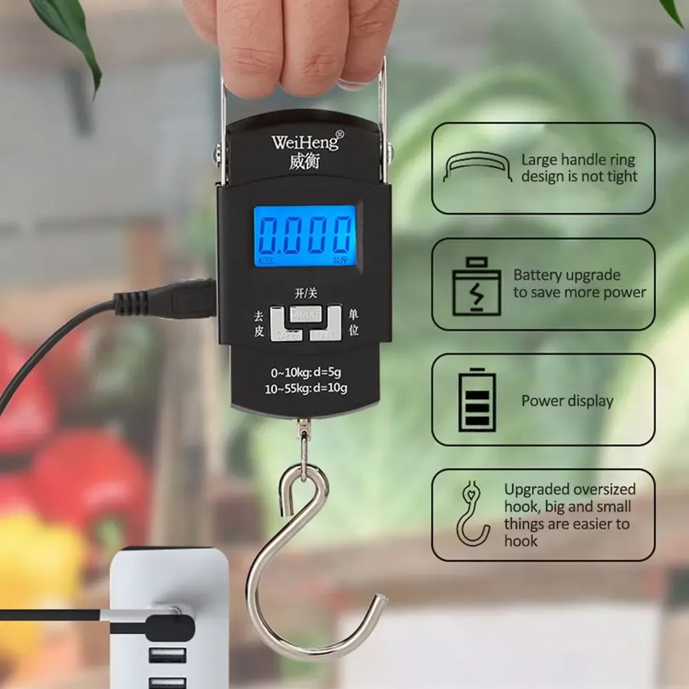 50kg Digital LED Screen Luggage Weight Scale Luggage Weighing Machine Digital Weighing Machine For Luggage Scale Heavy Duty Portable (50kg110lb) Black View Gallery - Pakistan