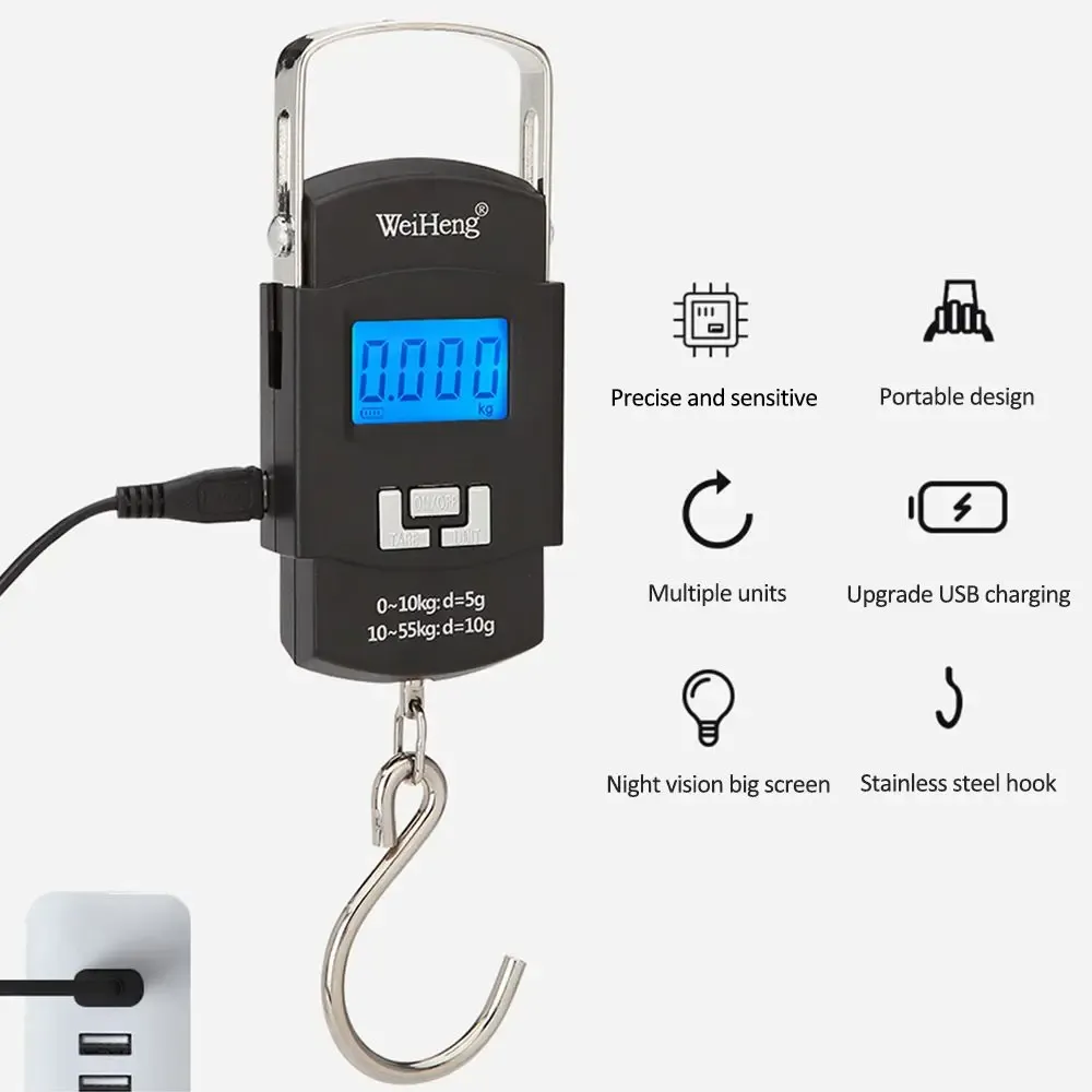 50kg Digital LED Screen Luggage Weight Scale Luggage Weighing Machine Digital Weighing Machine For Luggage Scale Heavy Duty Portable (50kg110lb) Black View Gallery - Pakistan