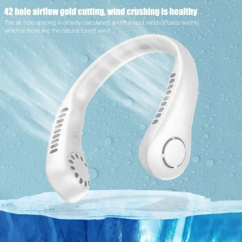 Mini Hanging Neck Fan High Wind 3 Speed Adjustable USB Charging Portable Quiet Super Long Life Outdoor Sports Office Camping (Random Color) View Gallery - Pakistan