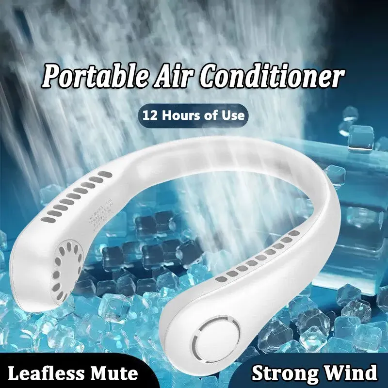 Mini Hanging Neck Fan High Wind 3 Speed Adjustable USB Charging Portable Quiet Super Long Life Outdoor Sports Office Camping (Random Color) View Gallery - Pakistan