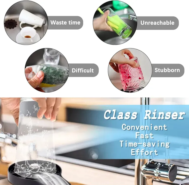 Glass washer - Glass washer for kitchen - Glass Rinser Cup Bottle Washer Cleaner for Kitchen Sinks, Kitchen Sink Accessories Attachment Stainless View Gallery - Pakistan
