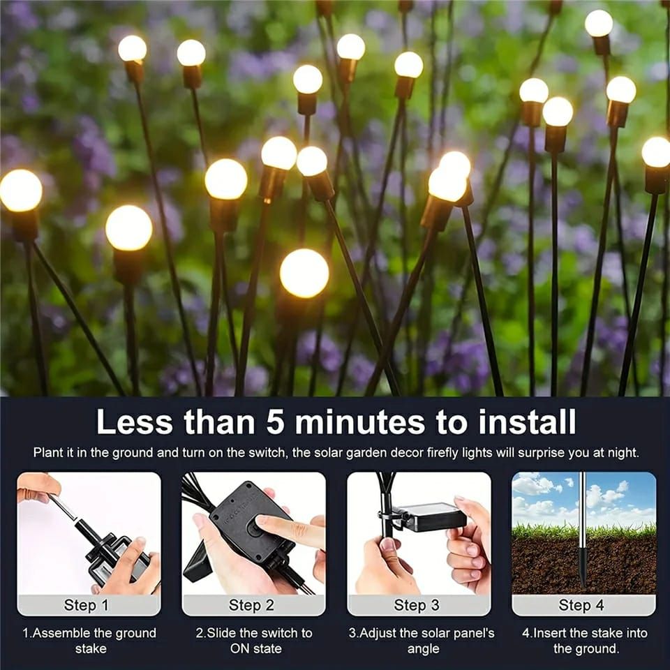 10 Lights - LED Solar Powered Firefly Light Outdoor Waterproof Solar Garden Light Decorative Swaying Wind Dancing Solar Lamp View Gallery - Pakistan