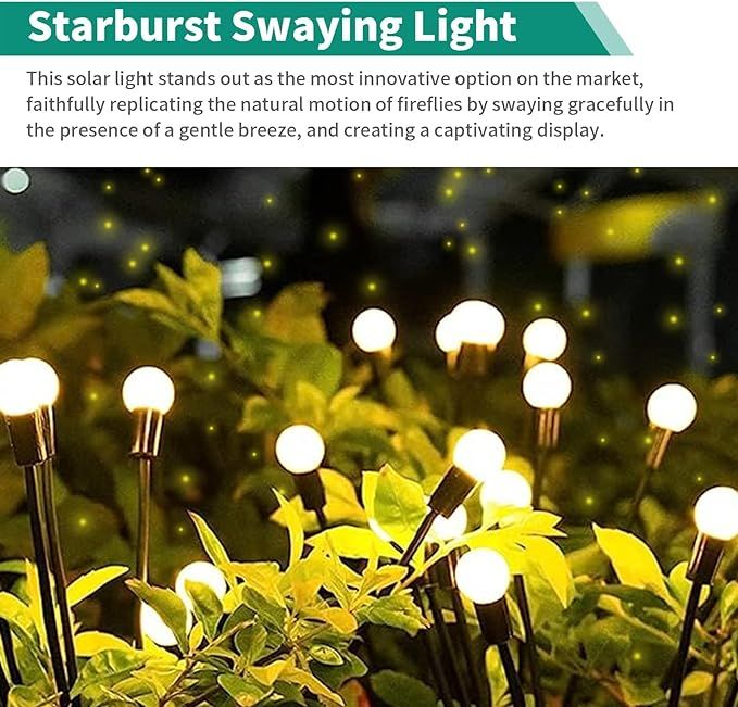 10 Lights - LED Solar Powered Firefly Light Outdoor Waterproof Solar Garden Light Decorative Swaying Wind Dancing Solar Lamp View Gallery - Pakistan