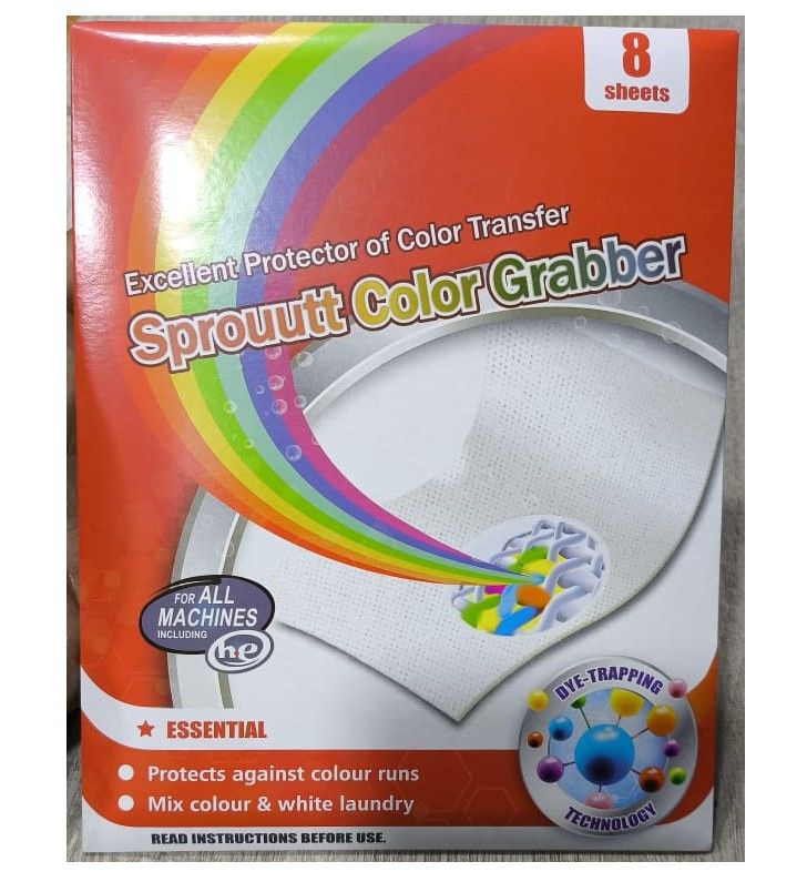 Sprouutt Color Grabber - 8 Sheets Stain Remover | Protects Laundry From Color Runs or Bleeds | Color Catcher, Dye Trapping Sheet View Gallery - Pakistan