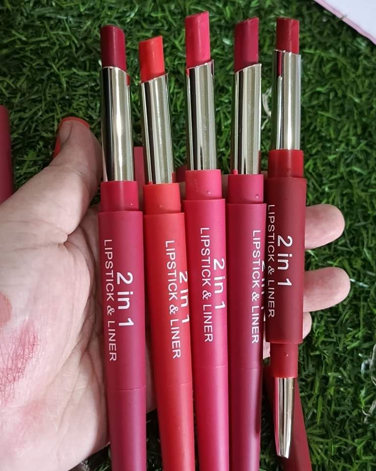 2-in-1 Lipstick &amp; Lip Liner Pack – 6 Vibrant Colors, Waterproof &amp; Long-Lasting View Gallery - Pakistan