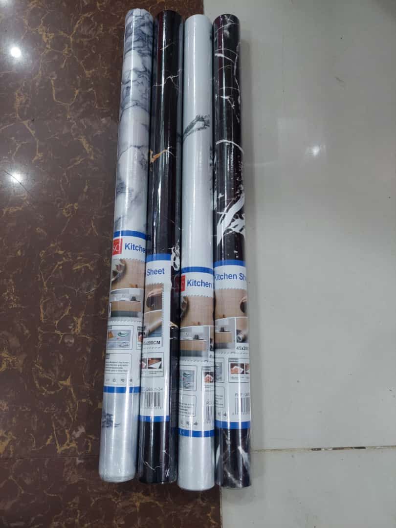 Self Adhesive Black Marble Sheet for Kitchen / Waterproof Anti Oil &amp; Heat Resistant Wallpaper Sheet (Black) View Gallery - Pakistan