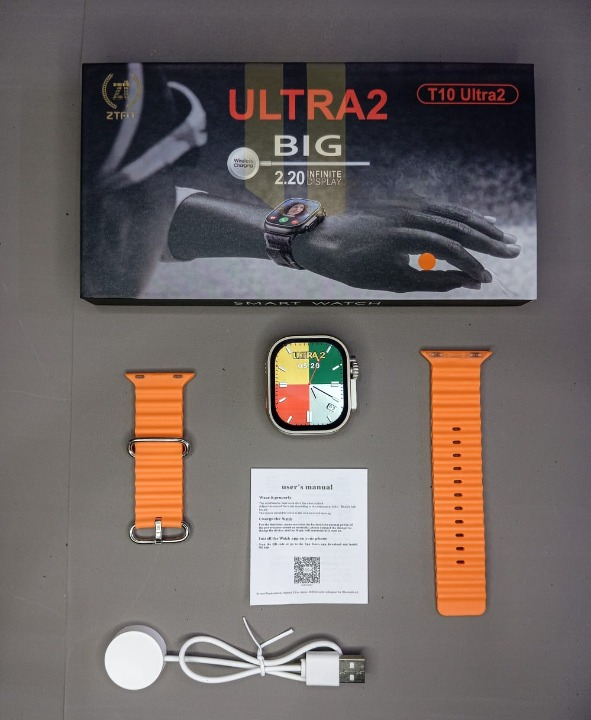 Ultra 2 Smart Watch |  T10 Ultra 2 Watch Big Screen 2.20 infinite Display Bluetooth Call Game Heart Rate Sleep Monitoring Smart Watch (Random Color) View Gallery - Pakistan