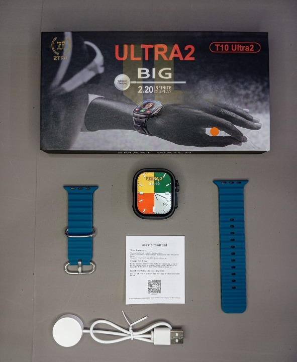 Ultra 2 Smart Watch |  T10 Ultra 2 Watch Big Screen 2.20 infinite Display Bluetooth Call Game Heart Rate Sleep Monitoring Smart Watch (Random Color) View Gallery - Pakistan