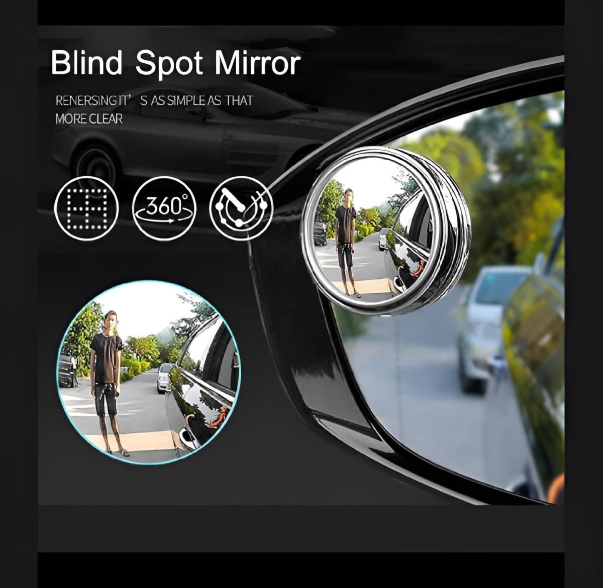 2 PCs rotatable Car Round Mirror Original Glass Rear view Blind spot Side Mirror rotatable lens View Gallery - Pakistan