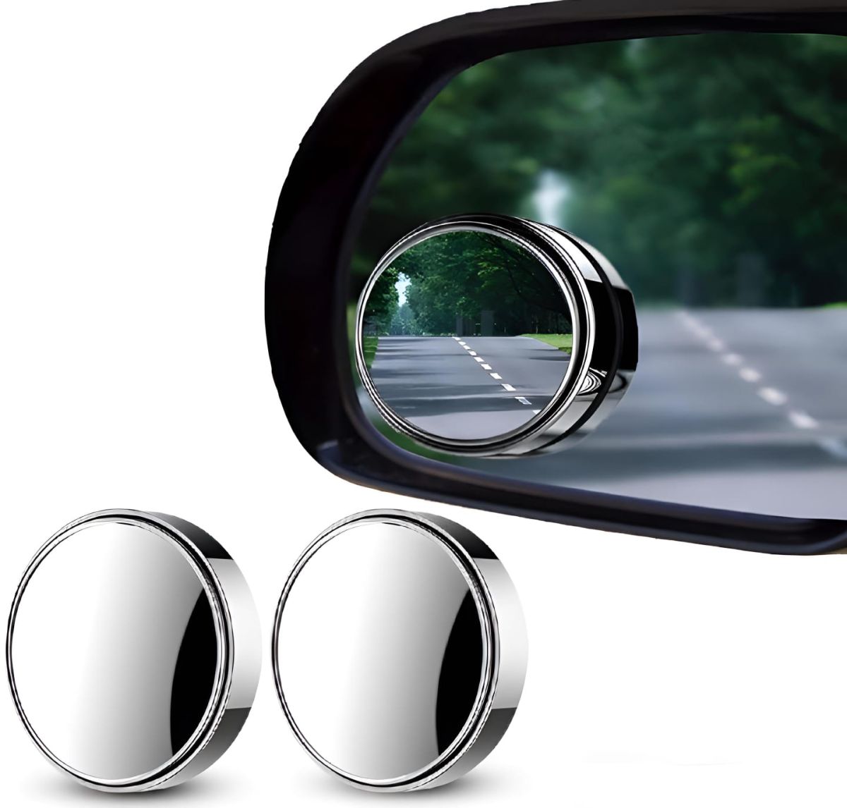 2 PCs rotatable Car Round Mirror Original Glass Rear view Blind spot Side Mirror rotatable lens View Gallery - Pakistan