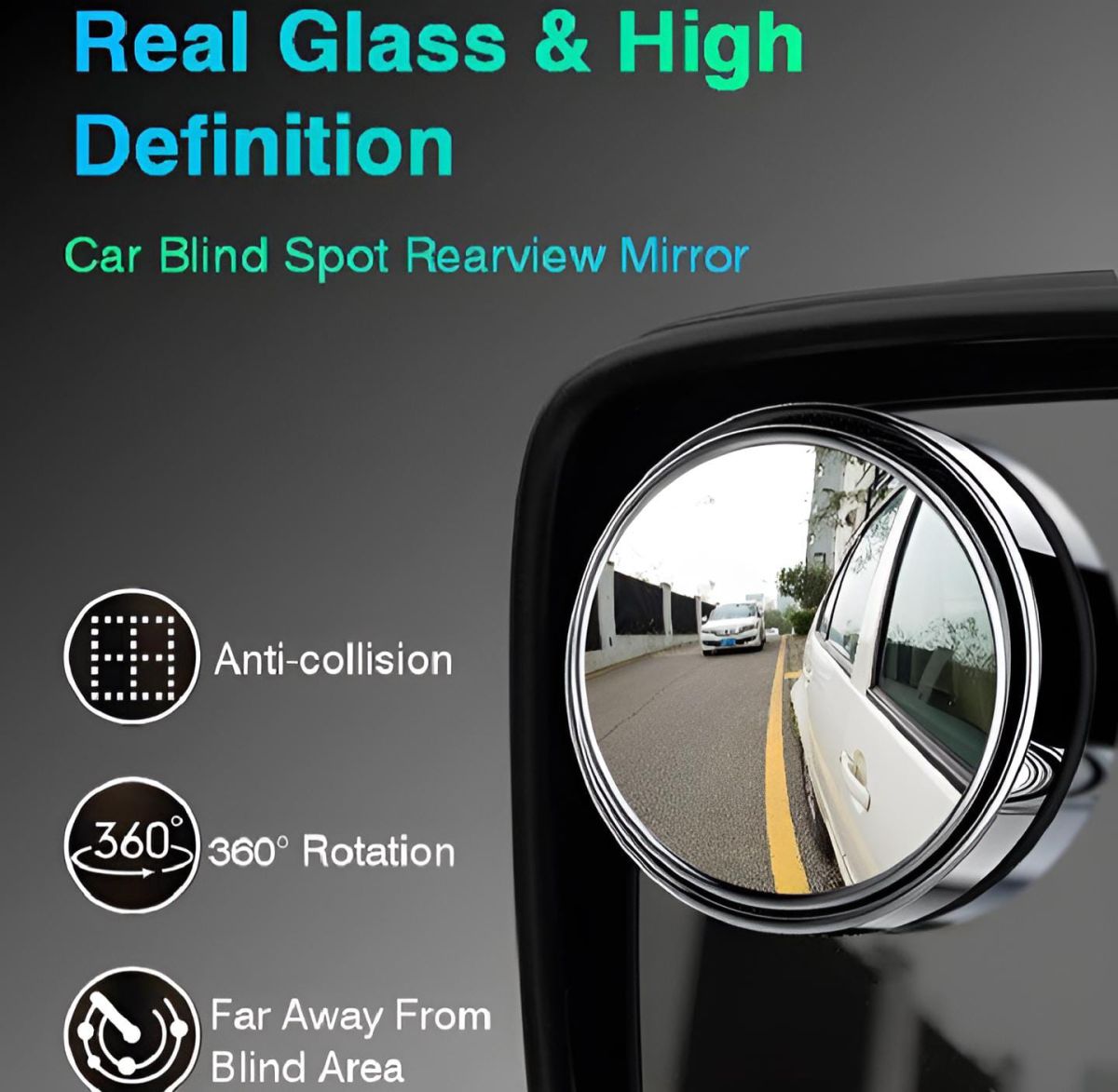 2 PCs rotatable Car Round Mirror Original Glass Rear view Blind spot Side Mirror rotatable lens View Gallery - Pakistan