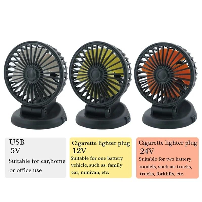 Portable Car Cooling Fan | Multi-Angle Rotatable with USB cable for Car Truck SUV RV 5V USB Powered View Gallery - Pakistan
