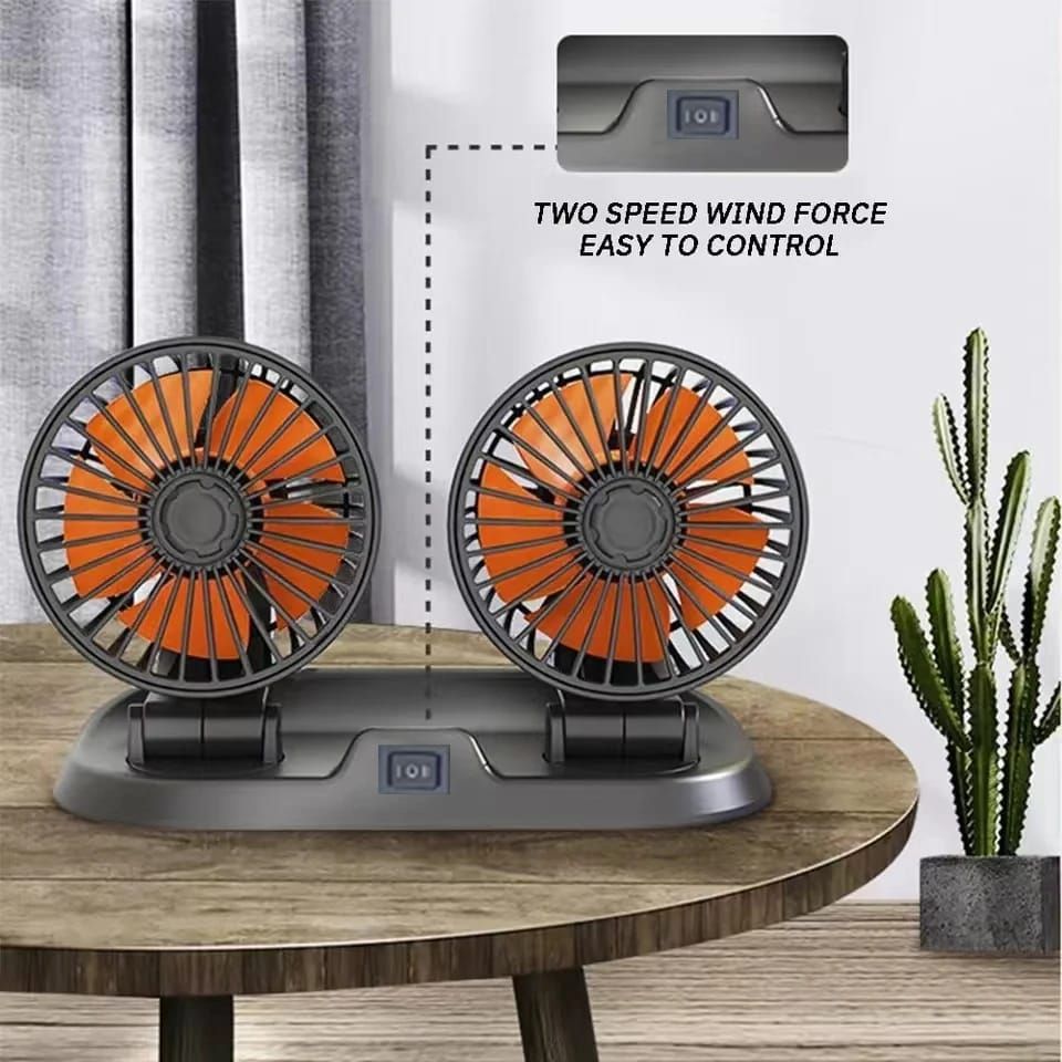 12v Car Dashboard cooling fan, dual head fan 360 degree rotation Fan for Cars View Gallery - Pakistan