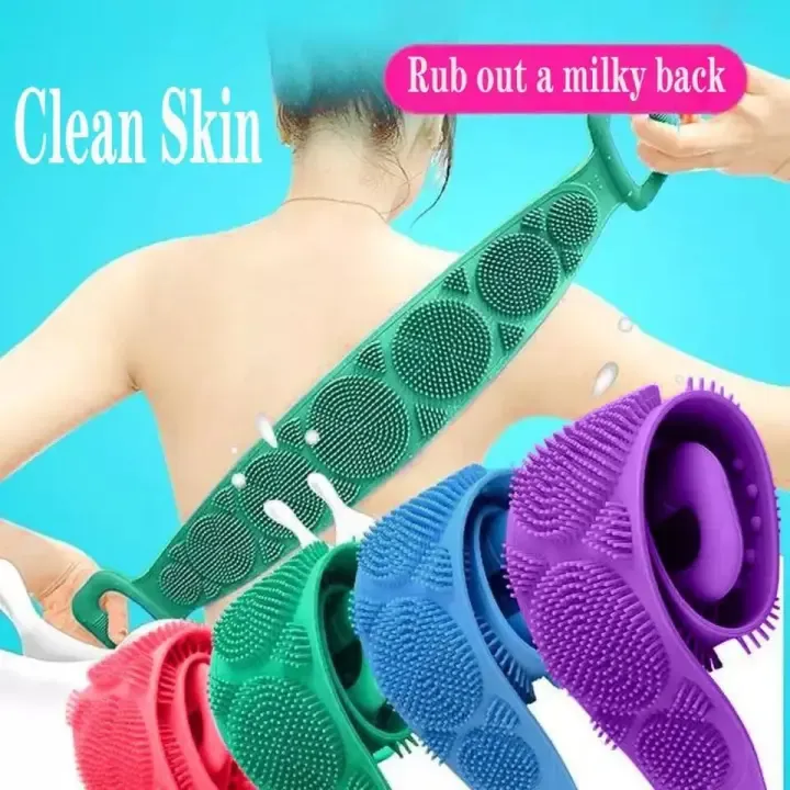Pack of 2 Silicone Back Scrubber Bath Belt, Bath Scrubber (random Color) View Gallery - Pakistan
