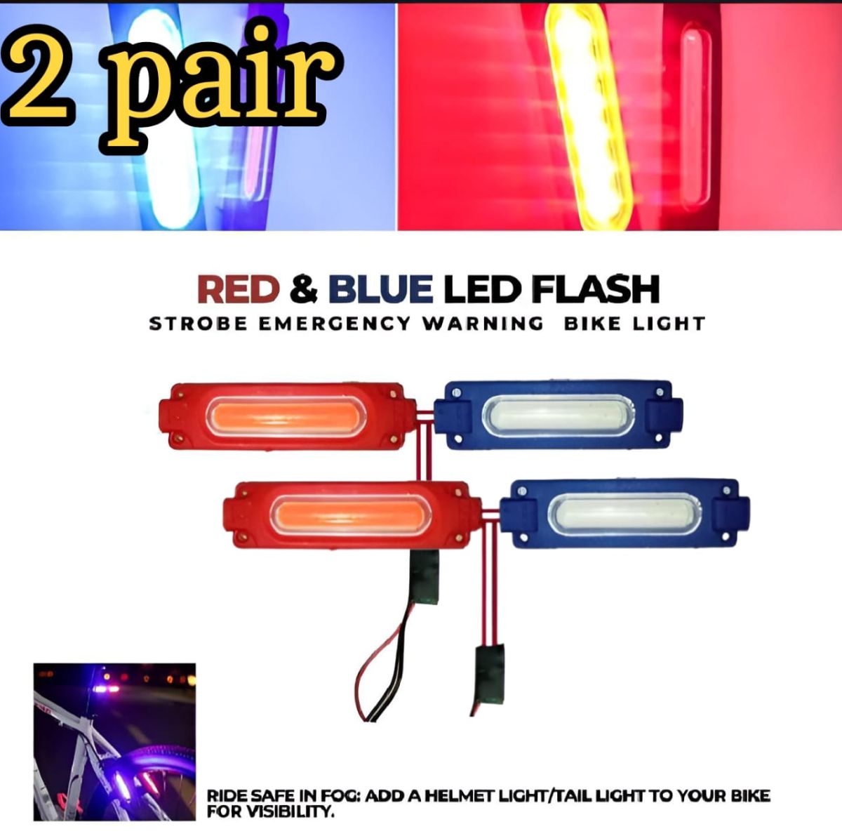 High Quality Red and Blue Flasher Light Waterproof 12V LED Light For Bike and Cars View Gallery - Pakistan
