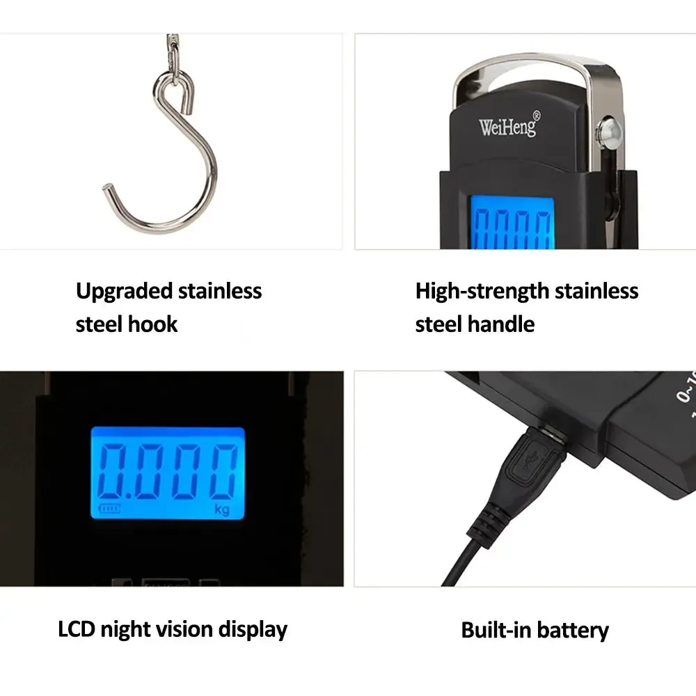 50kg Digital LED Screen Luggage Weight Scale Luggage Weighing Machine Digital Weighing Machine For Luggage Scale Heavy Duty Portable (50kg110lb) Black View Gallery - Pakistan