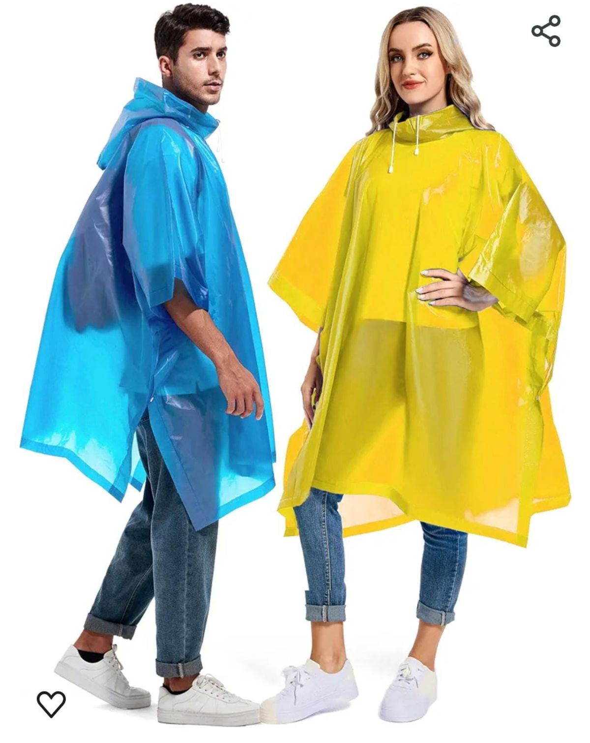Rain Ponchos for Adults Reusable - Raincoats Survival Emergency Heavy Duty Rain Coat with Drawstring Hood (Random colors) View Gallery - Pakistan