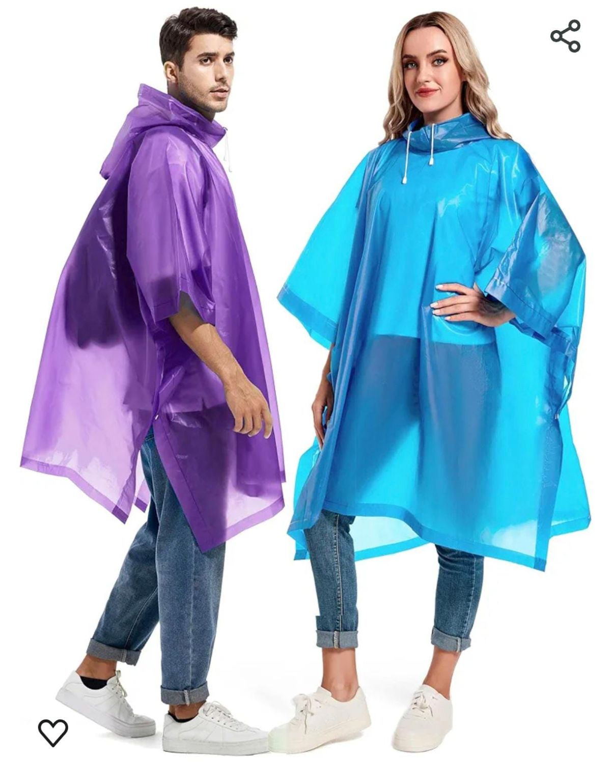 Rain Ponchos for Adults Reusable - Raincoats Survival Emergency Heavy Duty Rain Coat with Drawstring Hood (Random colors) View Gallery - Pakistan