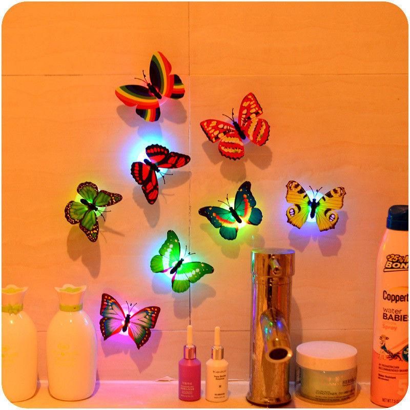 Glow In The Dark 3D Led Butterfly Night Light Led Color Changing for Kids Room (1 PCs Butterfly) View Gallery - Pakistan