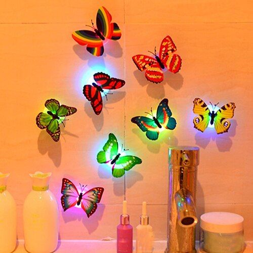 Glow In The Dark 3D Led Butterfly Night Light Led Color Changing for Kids Room (1 PCs Butterfly) View Gallery - Pakistan