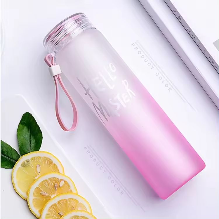 Frosted Glass Water Bottle With Hello Master Decal Logo - 400ml  (Random color) View Gallery - Pakistan