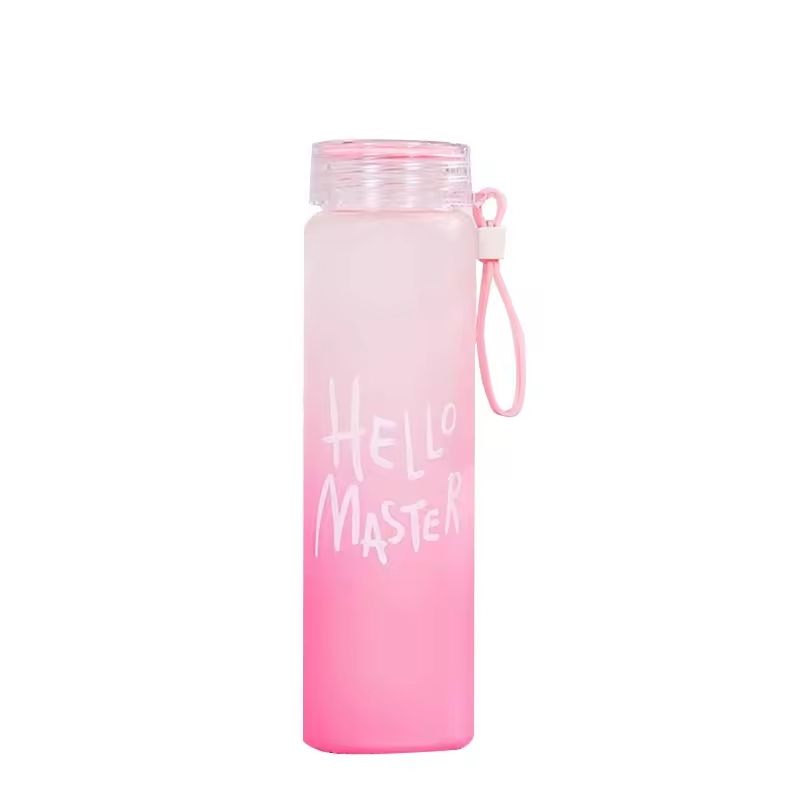 Frosted Glass Water Bottle With Hello Master Decal Logo - 400ml  (Random color) View Gallery - Pakistan