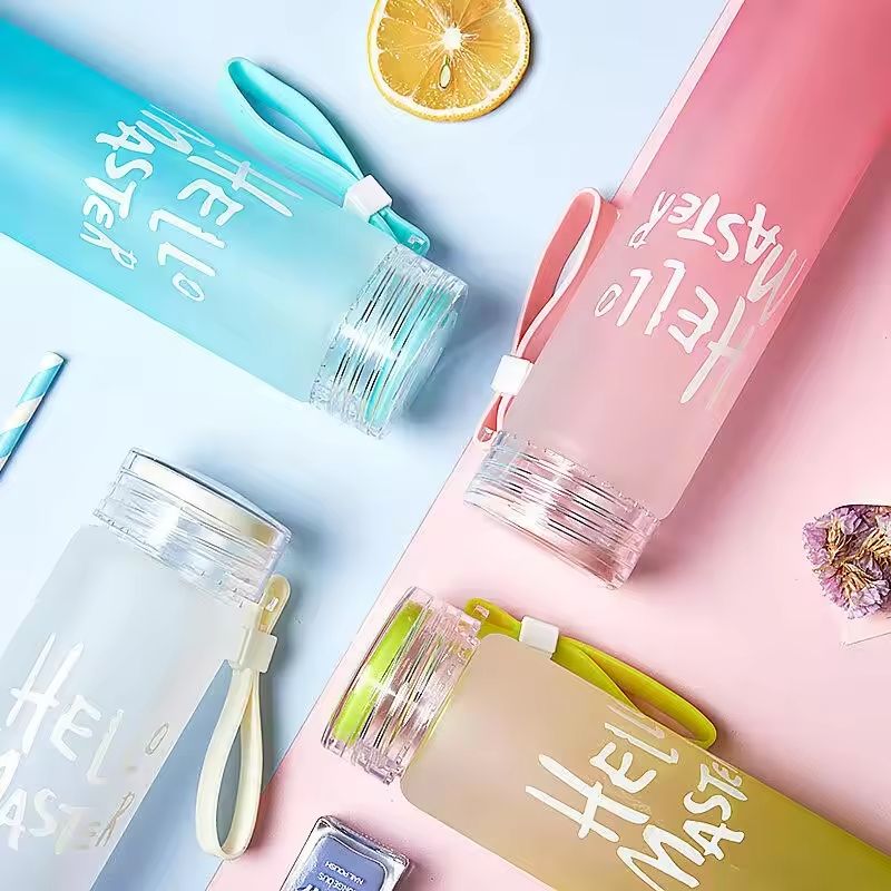 Frosted Glass Water Bottle With Hello Master Decal Logo - 400ml  (Random color) View Gallery - Pakistan