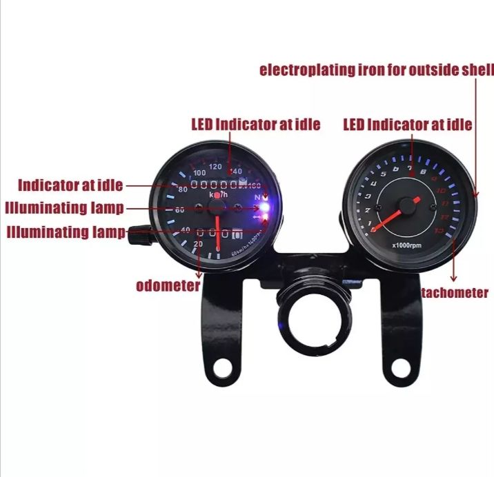 Cafe racer style double meter imported product for motorcycle (Color black) View Gallery - Pakistan