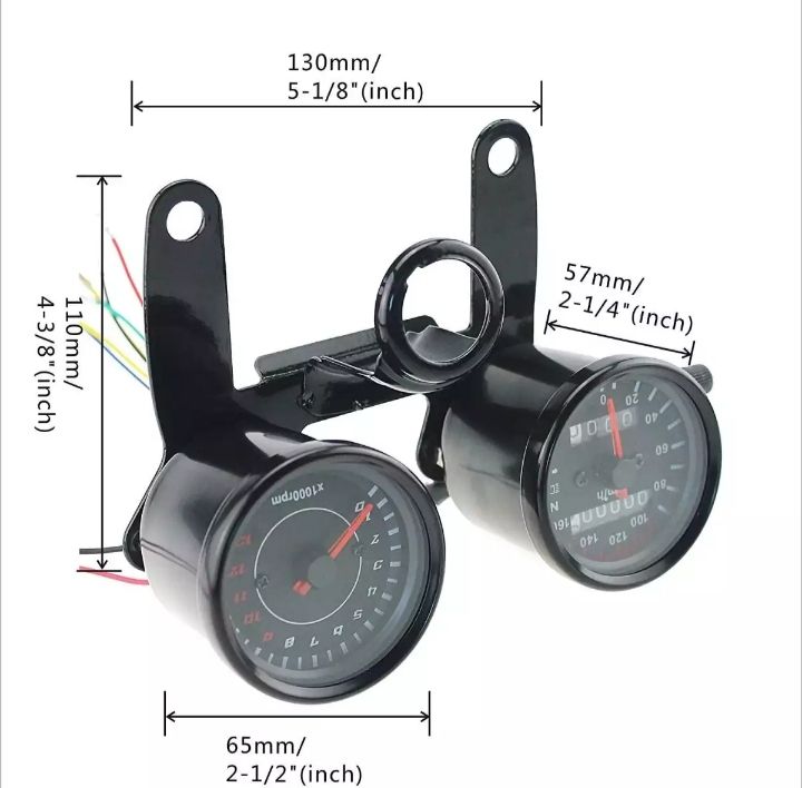 Cafe racer style double meter imported product for motorcycle (Color black) View Gallery - Pakistan
