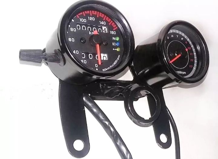 Cafe racer style double meter imported product for motorcycle (Color black) View Gallery - Pakistan